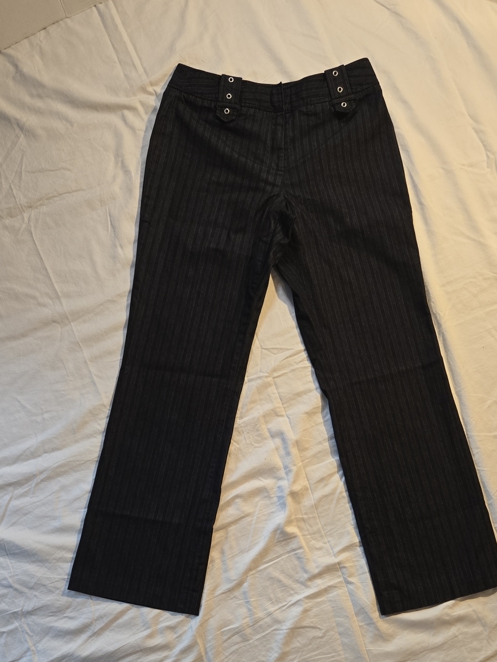 Women's Willi Smith, Black Pinstripe, Straight-Leg Dress Pants. Size 8.
